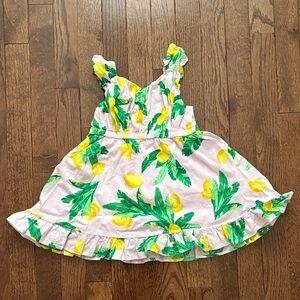 J Crew Crewcuts 3T Girls Pink Lemon Print Smocked Dress